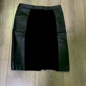 Partial Faux leather pencil skirt